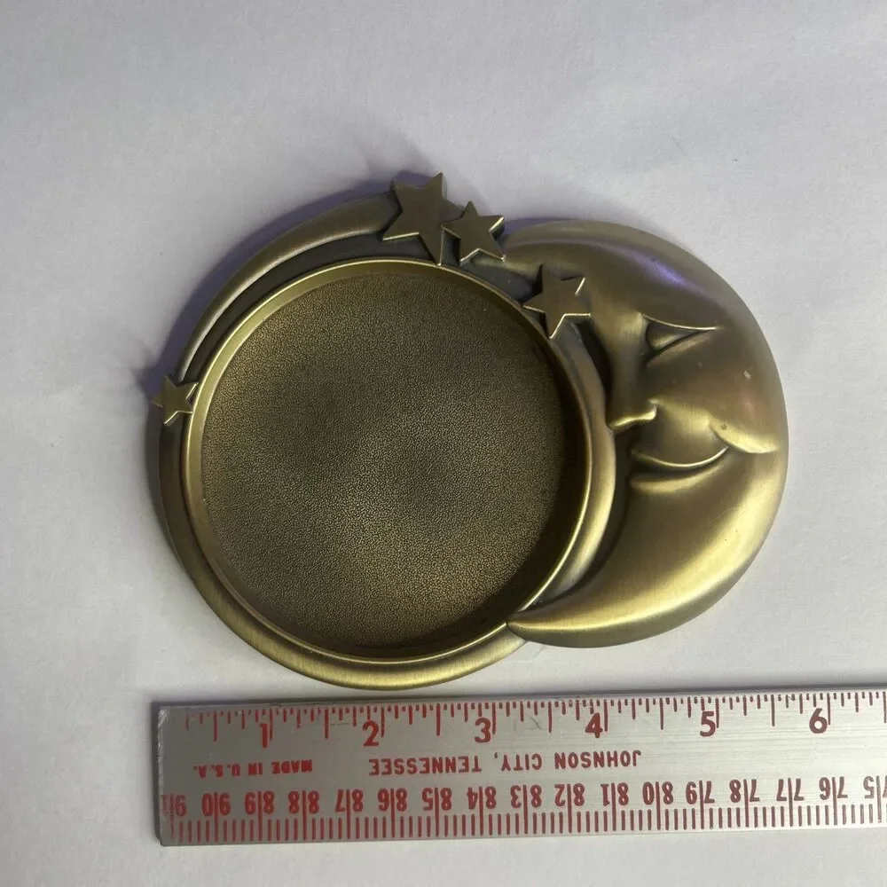 Celestial Moon And Stars Candle Holder 90s Whisigoth Vibes Gold Metal